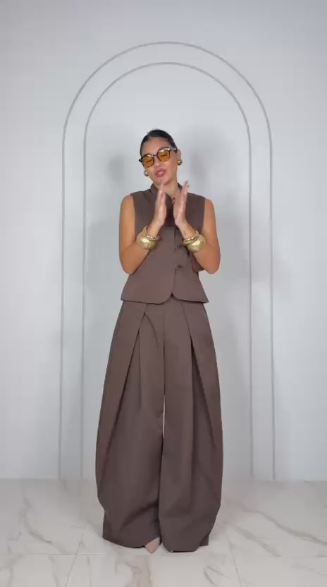 Gilet smanicato color cioccolato